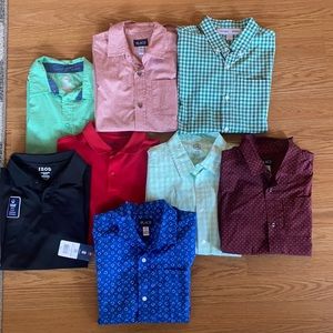 Lot of 8 button up short sleeved shirts for boys.